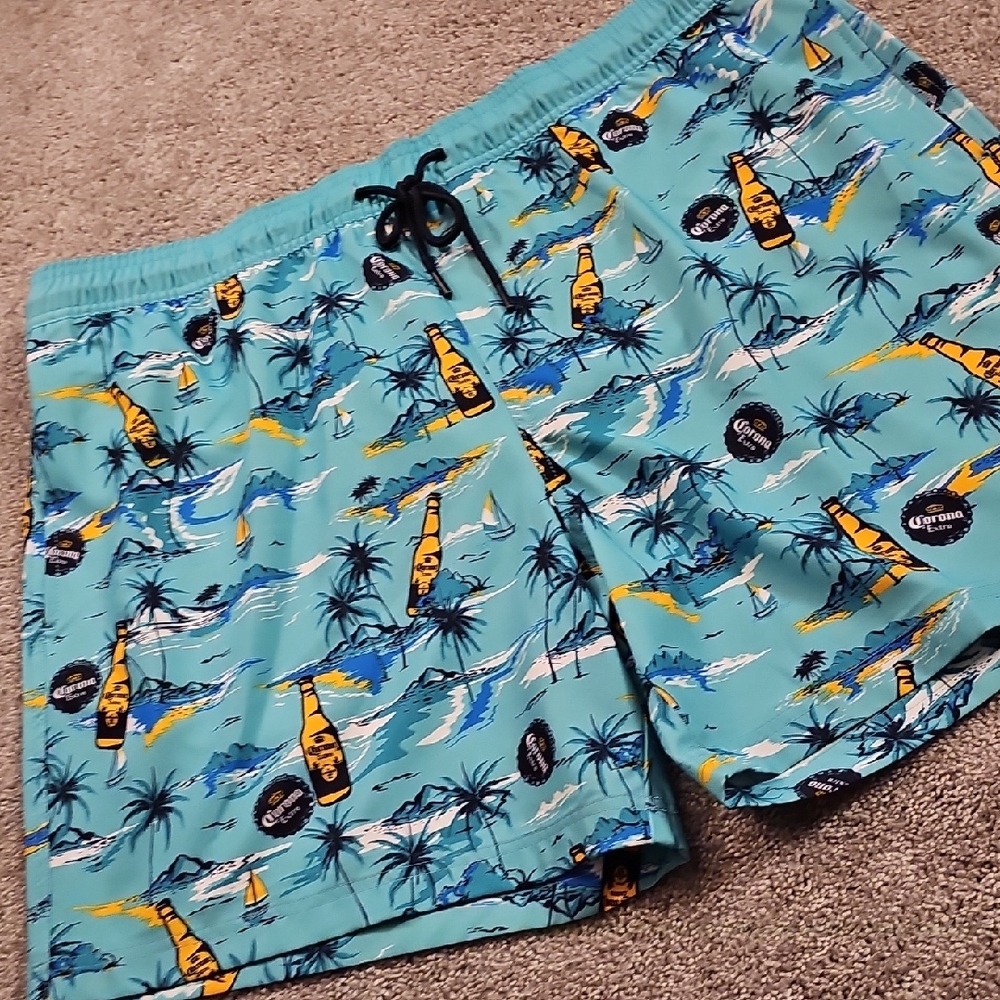 H5🔹️Men's Swim Shorts - Blue Tropical Print